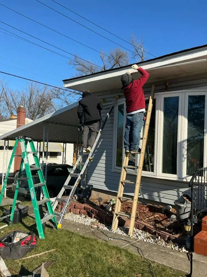 Restoration crew performing exterior repair in Seymour